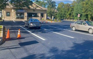 newly striped commercial parking lot